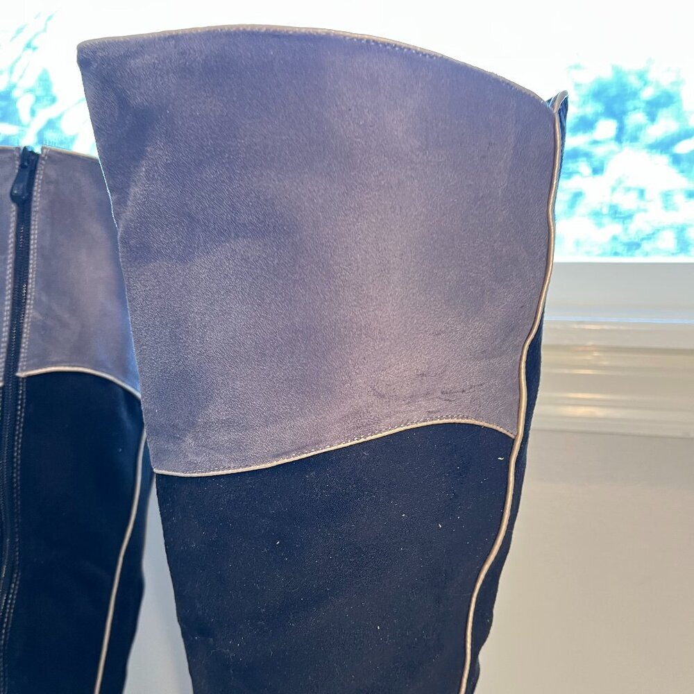 Ann Creek 'Manuel' Faux Suede Black, Burgundy & Grey Knee High Boots, Size 8.5M - Picture 5 of 16